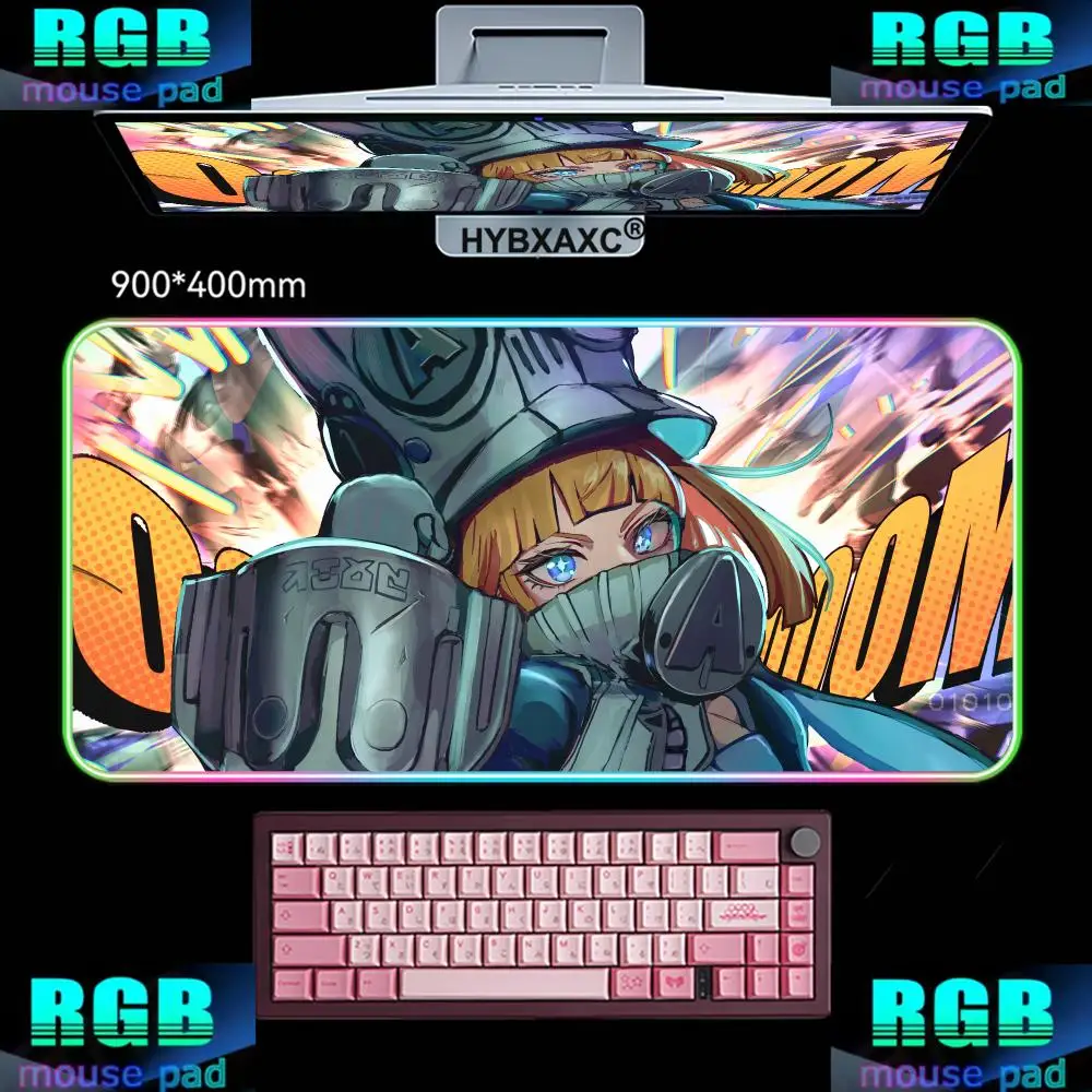 90X40CM Cute Norma Hollowell Zenless Zone Zero ZZZ Mouse Pad RGB Gaming Mouse Pad Desk Mat HD Gamer Large LED Light XXL HYBXAXC
