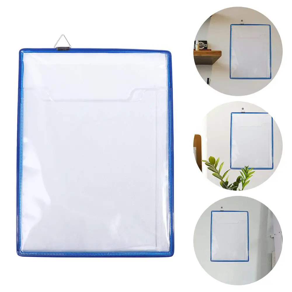 Wall Hanging A4 Receipt Organizer Plastic Waterproof Document Storage Bag With Hook PVC File Storage Case for Classroom Office