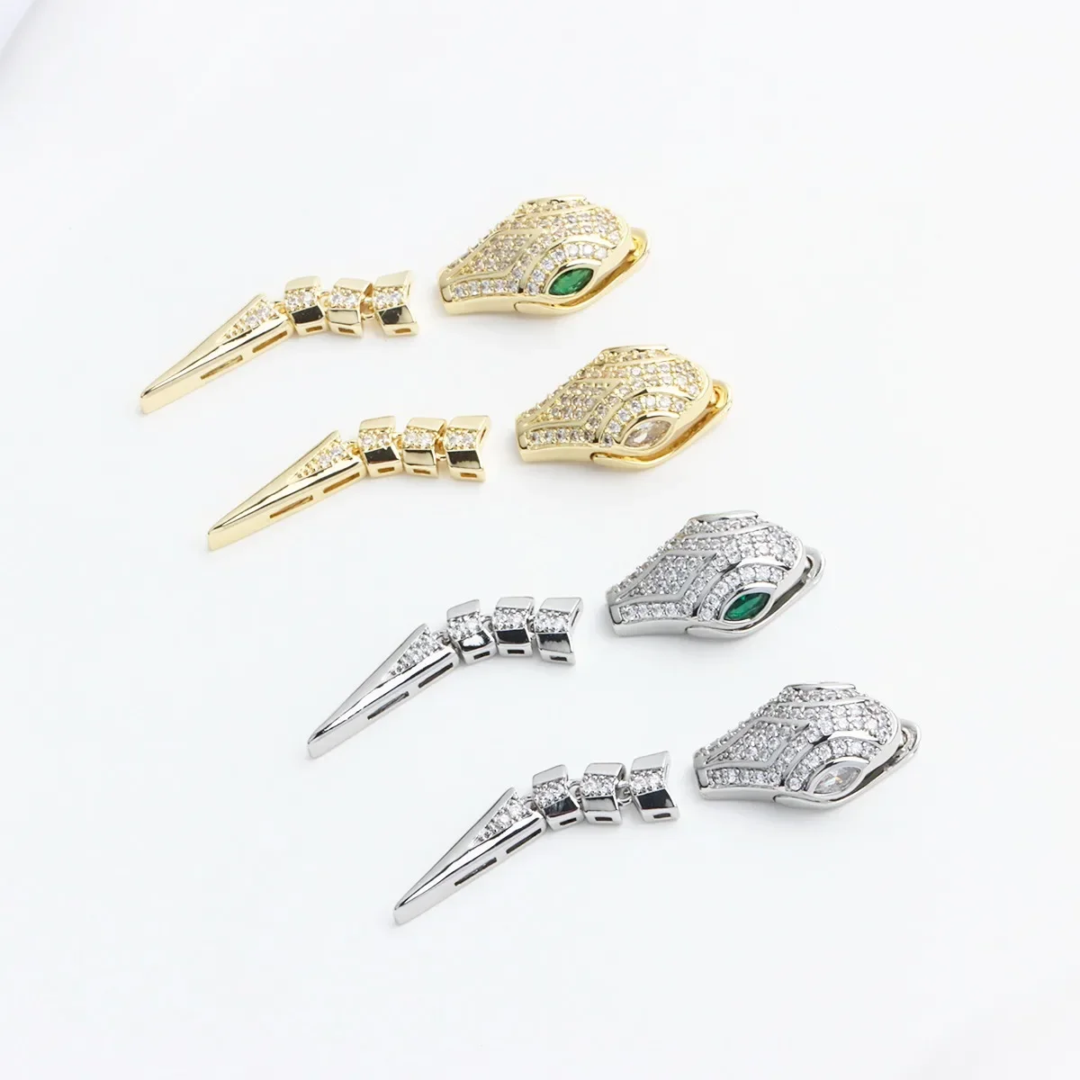 

18K Gold Zircon Snake-shaped Button Head, Snake Head Snake Tail Clip Button Sweater Button DIY Jewelry Copper Accessories