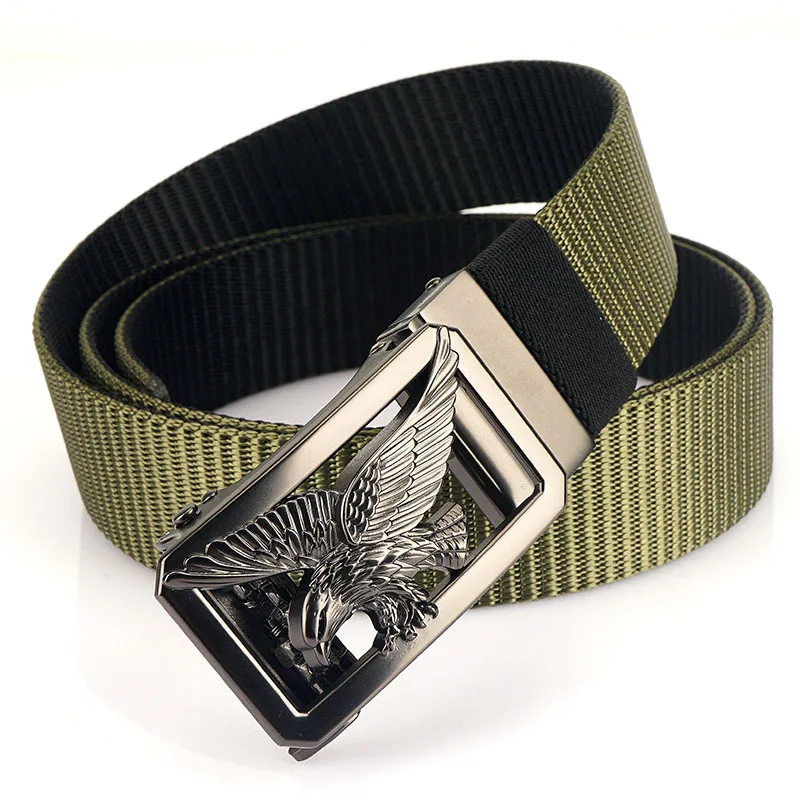 New 3.5mm thick double-sided nylon waistband versatile casual outdoor belt with rotating automatic buckle