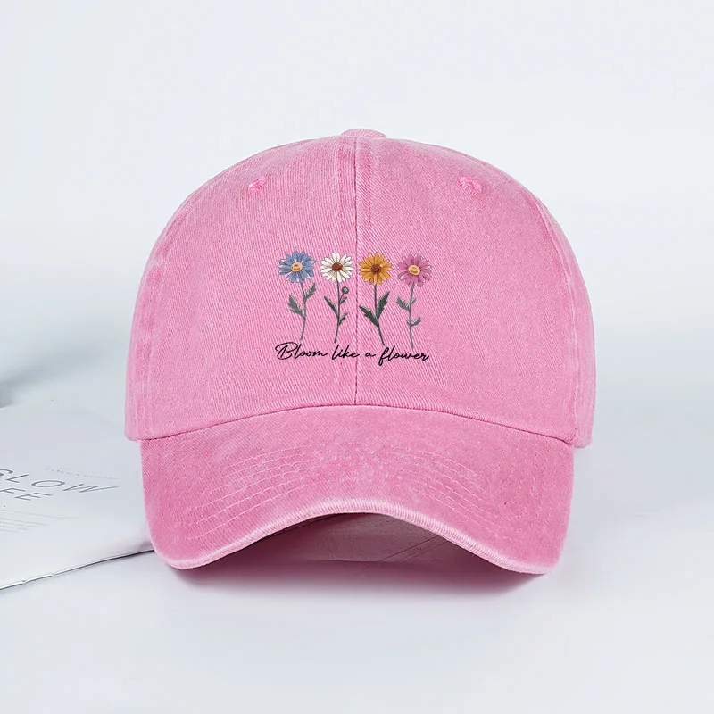 Vintage Washed Daisy Baseball Cap – Unisex “Flowers in Bloom” Letter Print Dad Cap – Outdoor Travel & Casual Sun Hat image 5