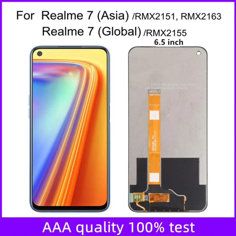 

ЖК-дисплей 6,5 дюйма для Realme 7 5G RMX2111 Asia RMX2163 Global RMX2155, дисплей с сенсорным экраном и дигитайзером в сборе, замена