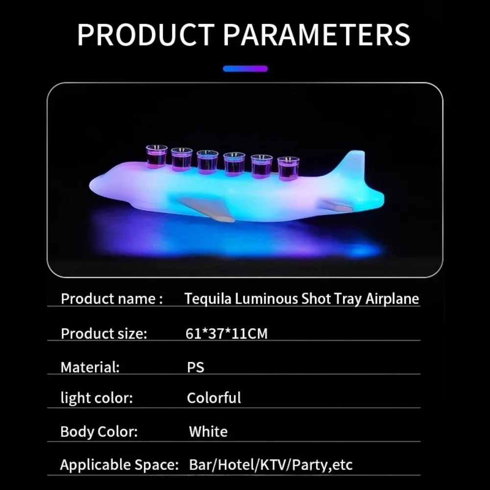 Customized Logo Led Shot Glass Airplane Tray LED Wine Tequila Whisky Stand Display LED Glorifier Cup Holder For NightClub Bar