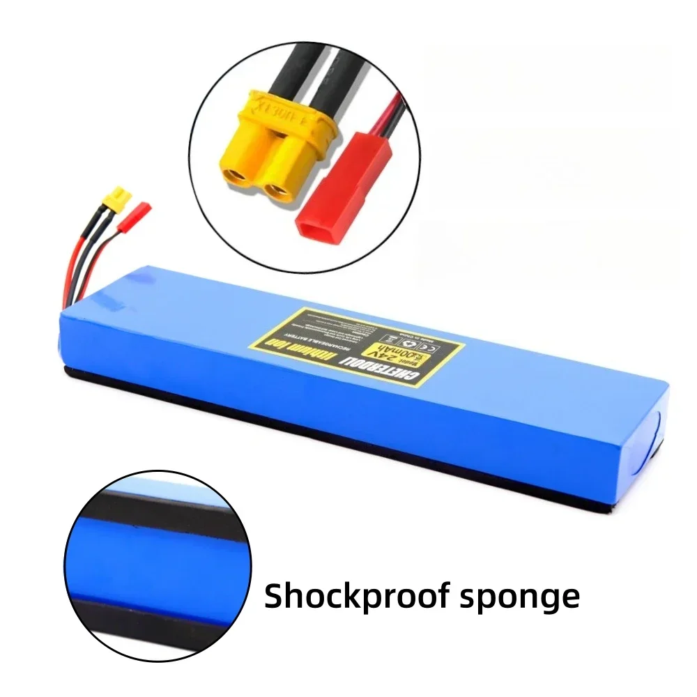 بطارية ليثيوم عالية السعة 24 فولت 12.8 أمبير 18650 7S2P للدراجات الهوائية، مع BMS والقطن المقاوم للصدمات، حزمة بطارية 29.4 فولت