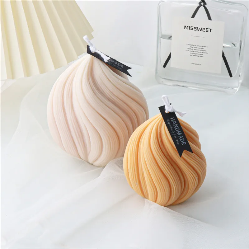 Striped Peach Silicone Candle Mold for DIY Aromatherapy Candle Plaster Ornaments Soap Epoxy Resin Mould Handicrafts Making Tool