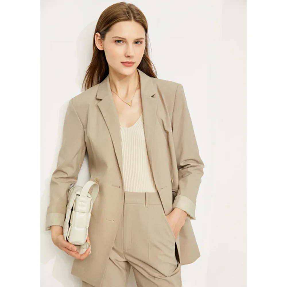 Elegant Smart New Arrival Suit for Women Double Breasted 2 Piece Jacket Pants Female Clothing Slim Fit Office Lady Blazer Set