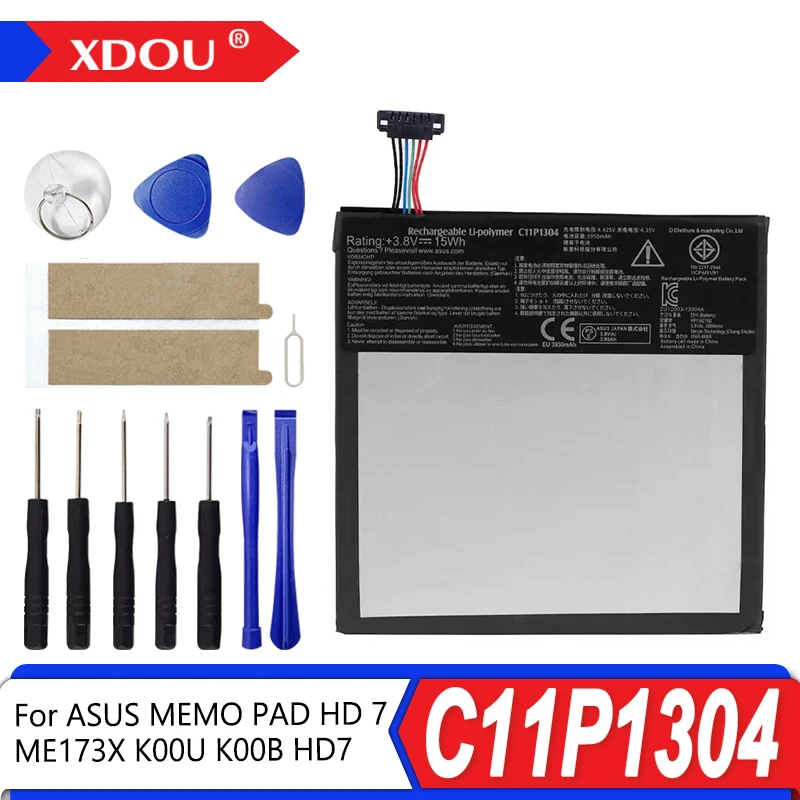 

Brand New Battery C11P1304 3950mAh For ASUS MEMO PAD HD 7 ME173X K00U K00B HD7 Tablets Bateria + Tools