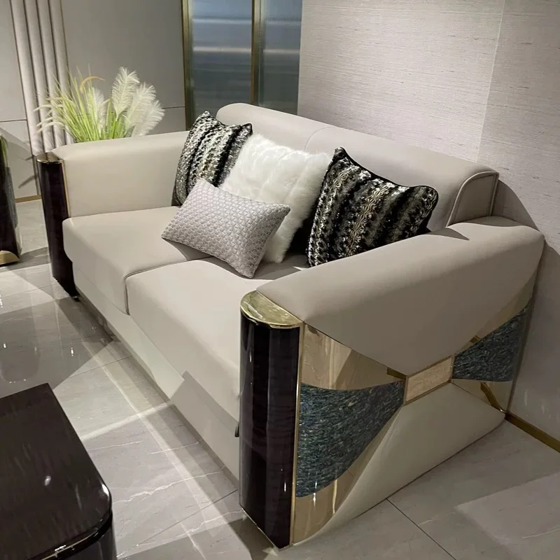 Italian style, light luxury, sofa, living room, combination, simplicity, villa, suite, first layer cowhide