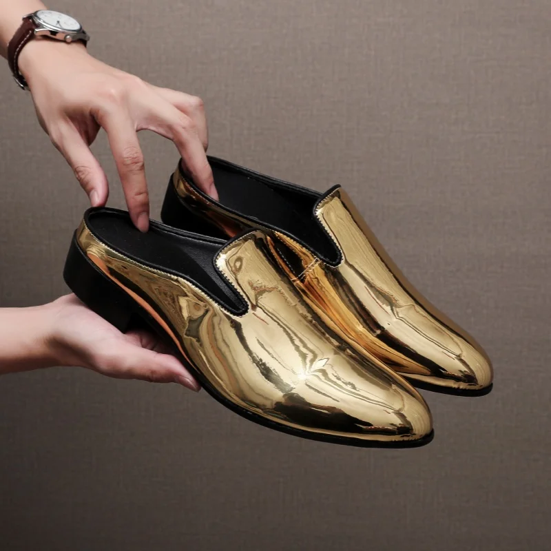 

Mules Men’s Slip-On Business Casual Dress Patent Leather Shoes – Big Size 40-50 Formal Work Open-back Loafers for Office