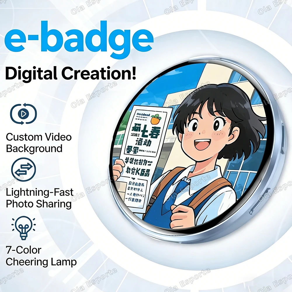 

New 2026 HD Screen Smart Dynamic E-badge Electronic Badge Can Transfer Photos, GIFs, Animations, and Videos for Otaku Fans Gifts