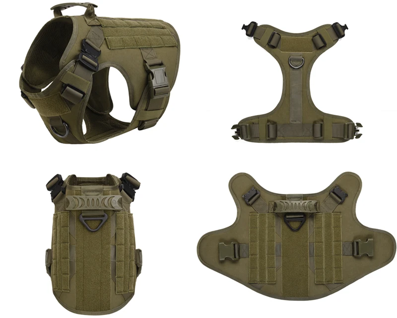 Tactical Dog Harness, Adjustable No-Pull Handle Service Vest Heavy Duty Pet Large Breed, Dog Vest for Training Hunting Walking