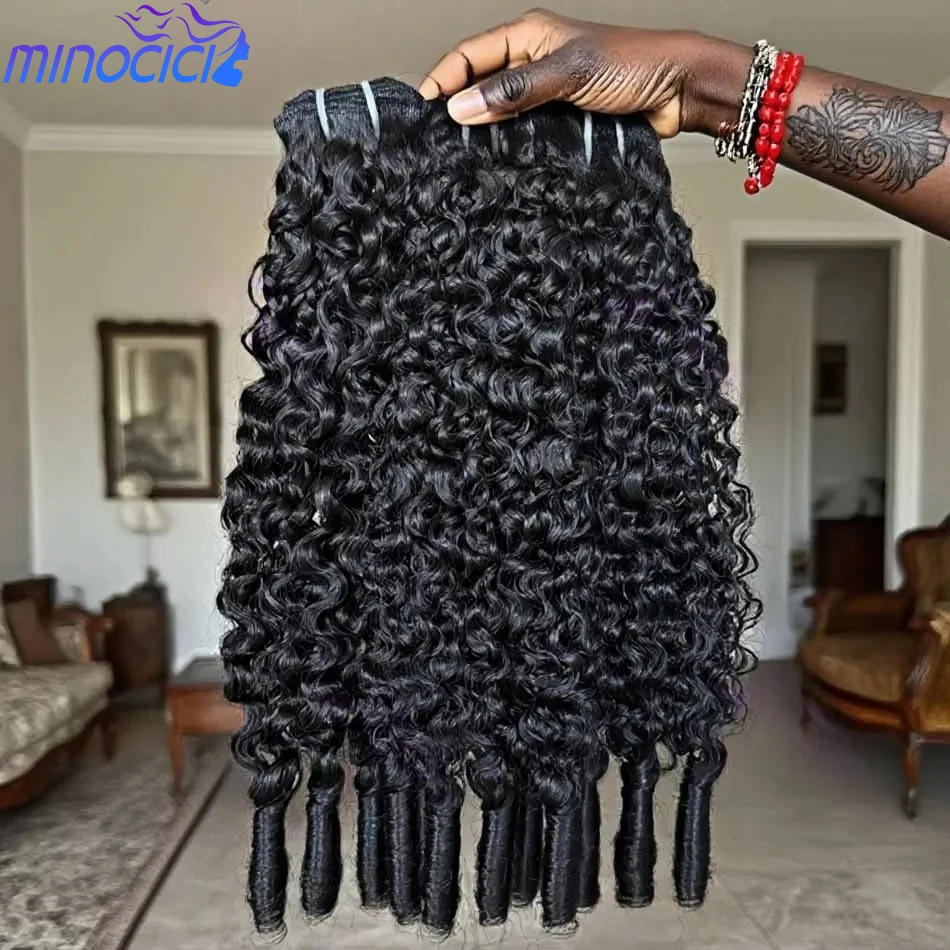 12A Burmese Curly Human Hair Bundles Water Wave Bundles Virgin Weave Human Hair Extensions Curly Ends 1/3/4 Pcs Black 30 40 Inch