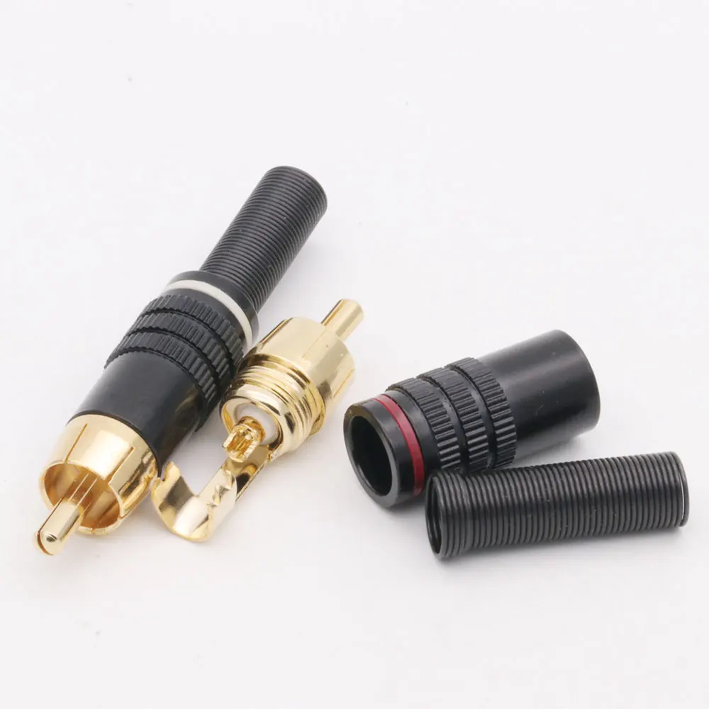 8pcs/4pairs RCA Connector Male RCA  jack Plug AV Plugs for PC Audio Video Welding DIY with Metal Spring Copper material