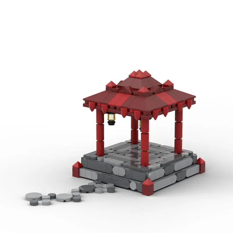 

MOC brick building temple Chinese pavilion Chinese style small particle assembly block model creative ornament 352pcs