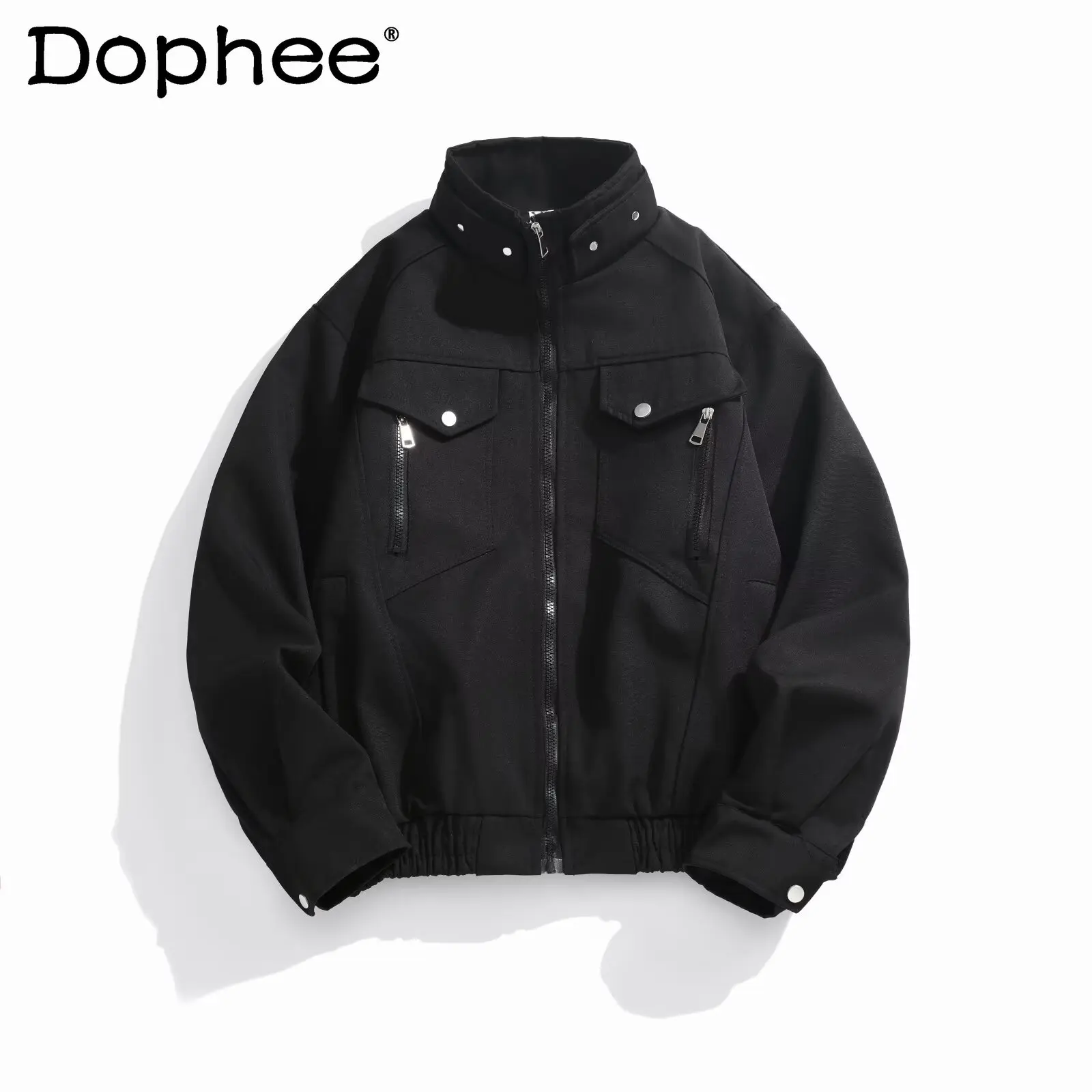 

2025 Autumn New American Fashion Stylish Jacket Stand Collar Trendy Versatile Comfortable Rivet Zipper Coat for Men