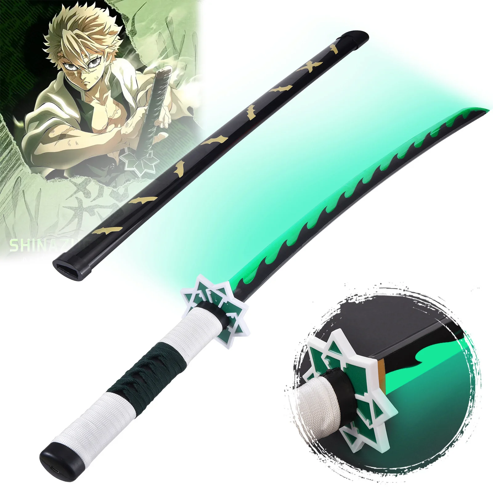 103 سنتيمتر شيطان القاتل كاتانا نيشيرين السيف تضيء شينازوجاوا سانيمي تأثيري الدعامة السيوف الساموراي البلاستيك الحرفية حلية الصبي هدية