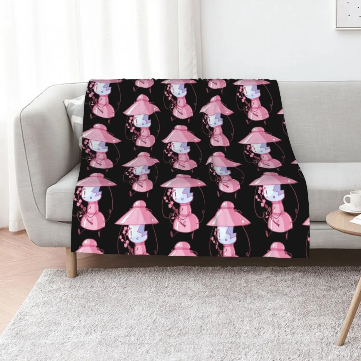 Sakura Pink Flower Airy Throw Blanket Furry Flannel Fabric Thin Flannel Thermal Softest Blankets