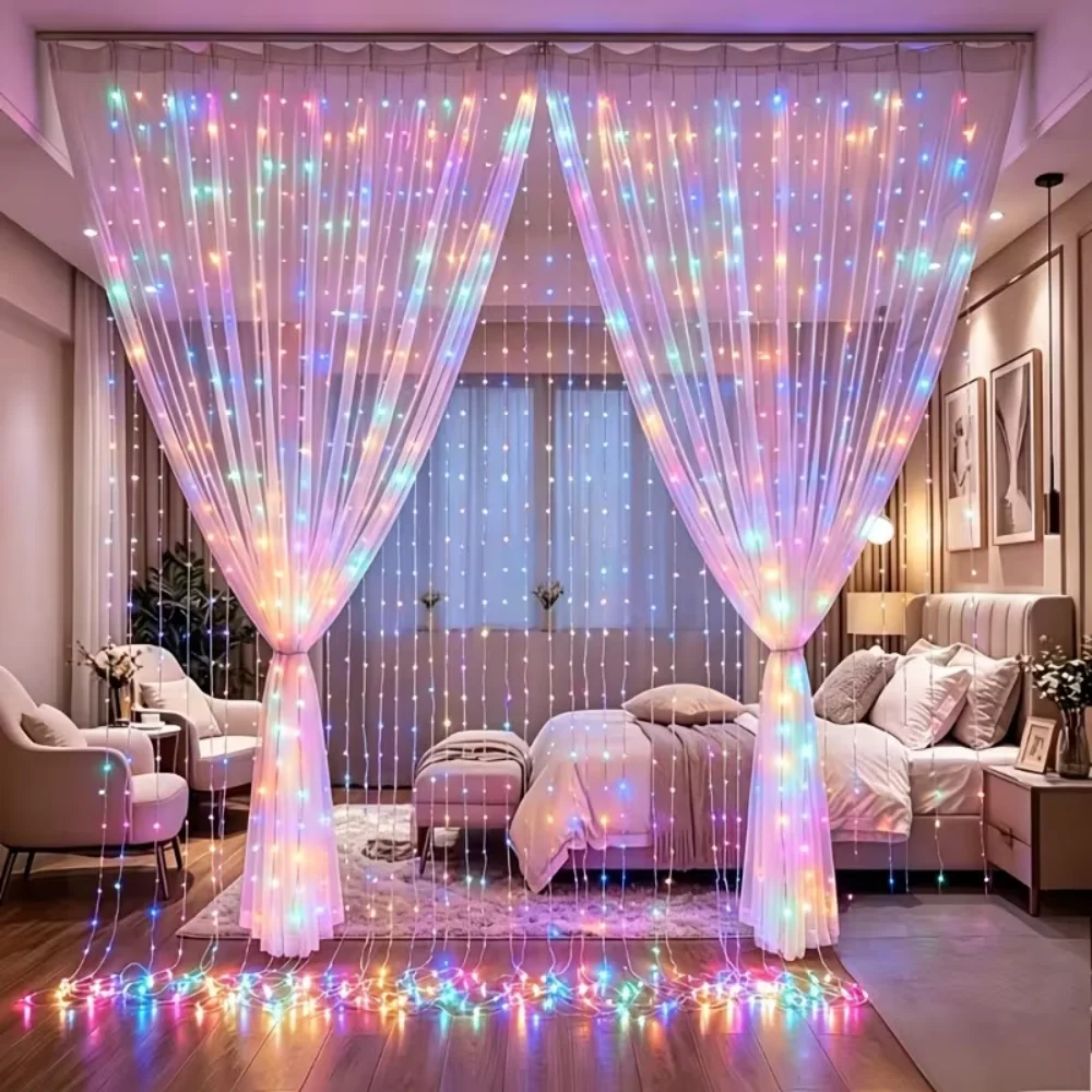 LED Curtain String Lights 8 Modes USB Plug Party Lights with Remote Control Fairy Garland Bedroom Wedding Christmas Decorations