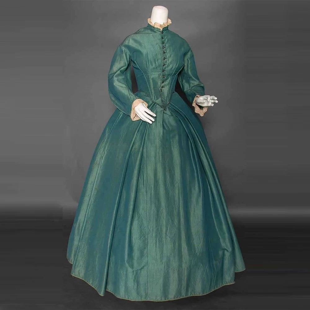 

1850s Historical Edwardian Walking Dress Victorian Tudor Regency Court Tea Party Ball Gown Theatre Stage Performance Costume