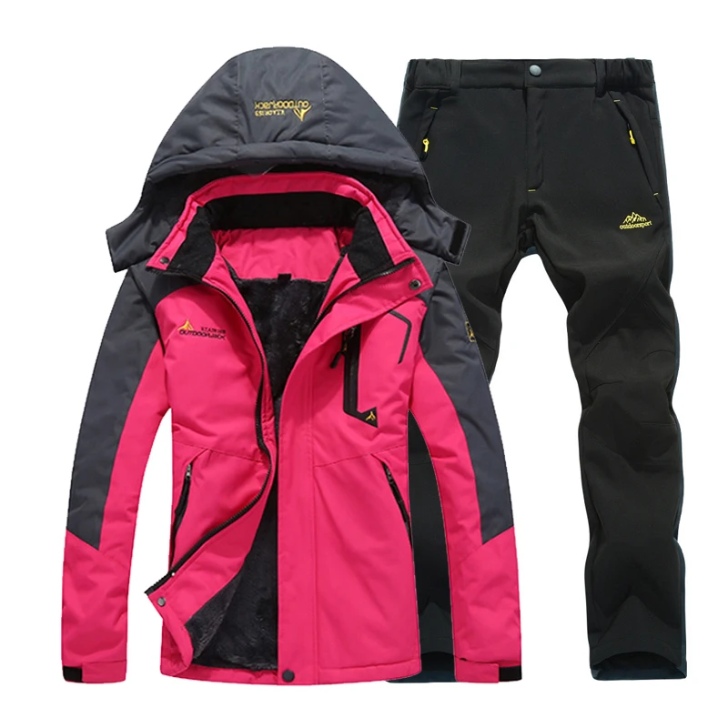 TRVLWEGO-Veste et Pantalon de Ski Imperméables pour Femme, Coupe-Vent, Extérieur, Super Chaud, Manteau de Neige Thermique Smile, Hiver, 2 en 1, 506