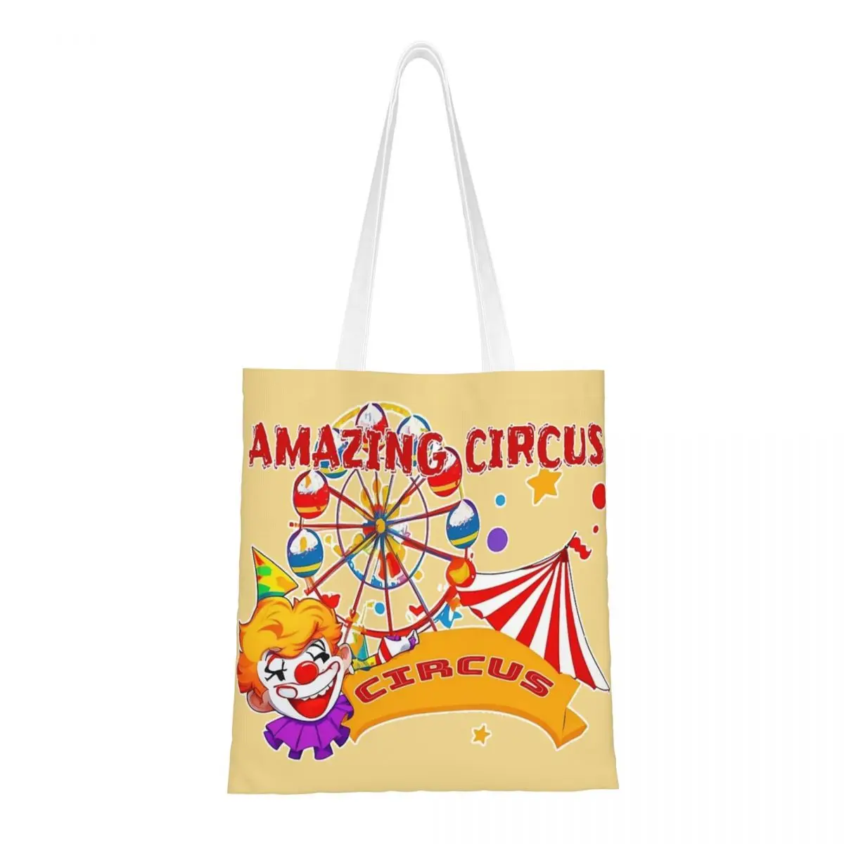 The Amazing Circus Funny Cartoon Canvas Tote Handbag Grocery Bags Large Capacity Shopper Bags for Women