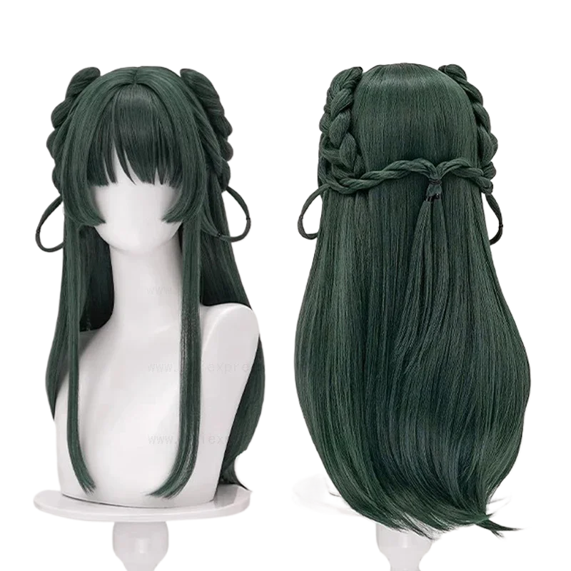 Premium Dark Green Fluffy Synthetic Wig, Heat Resistant Stylable Hair Wig Cap Included For Carnival Cosplay Photography Props