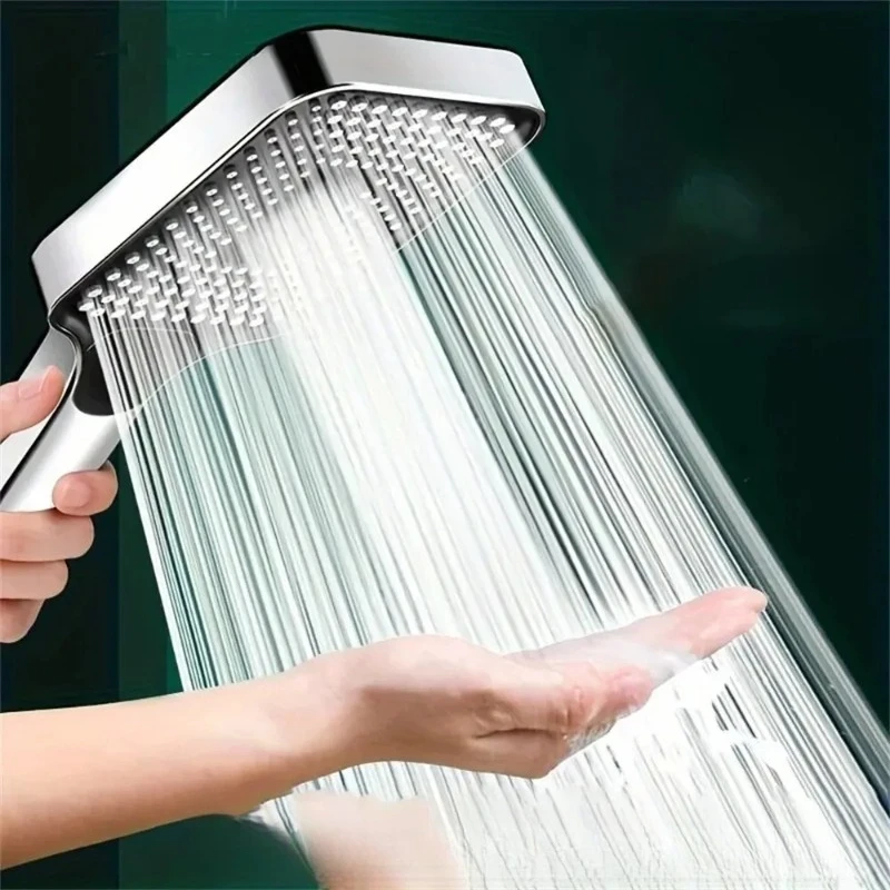 Square Handheld Showerhead 3 Spray Modes High Pressure Water Saving Large Flow Bathroom Shower Sprayer Fixture
