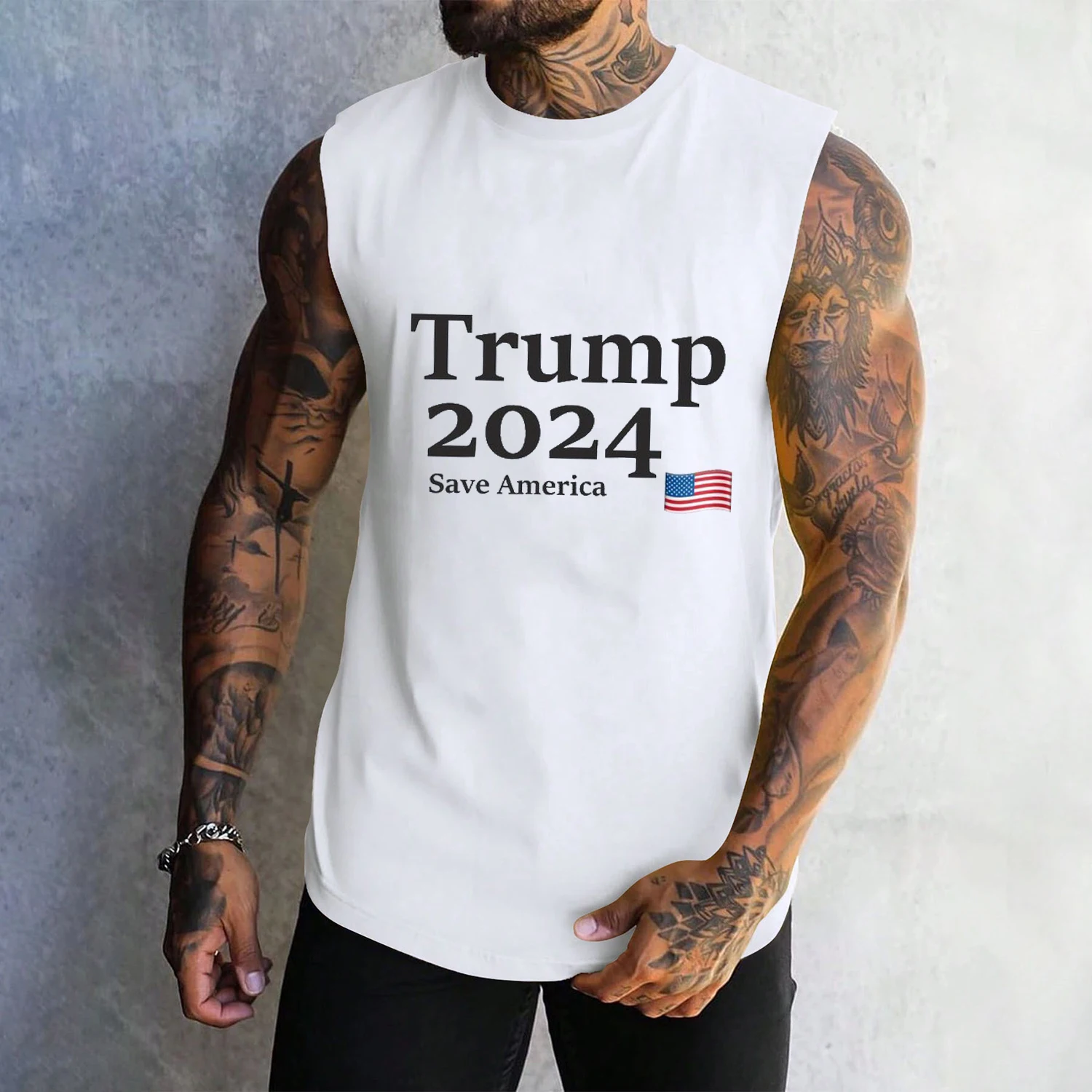 

President 2024 Donald Trump Shooting Makes Me Stronger Mens Tank Tops Sleeveless Camisoles For Men Sports Training Loose Top