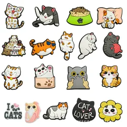 1pc Cute Cartoon Cats PVC Shoe Charms for Clogs Accessories Shoe Decorations Sandals Pins DIY Kids Women Beach Bags Accessories