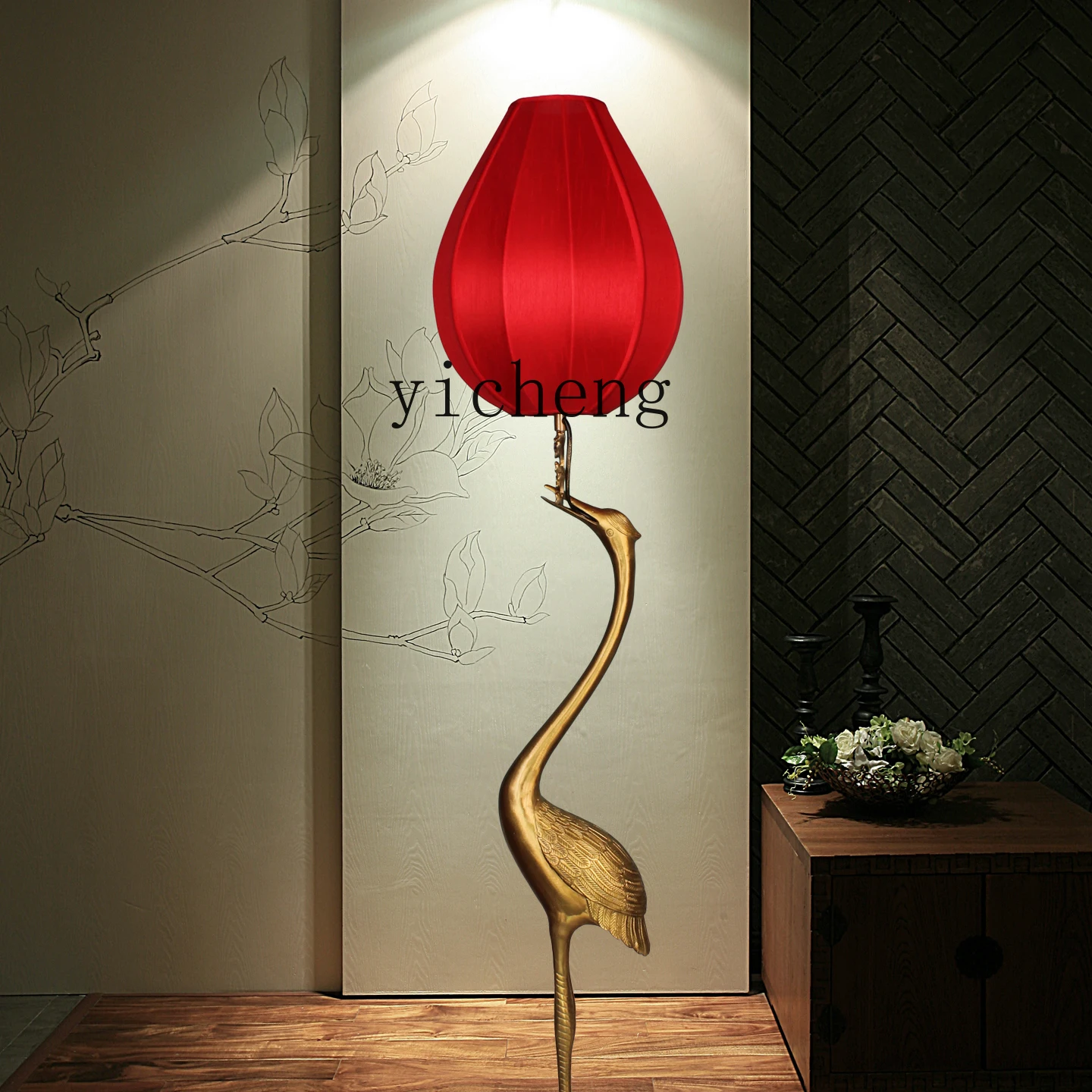 

LSL Floor-Standing Living Room All-Copper Crane Zen Retro Decorative Ornament New Chinese Style