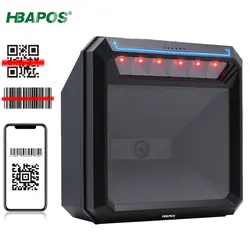 HBAPOS 2D QR Codes Decoder, Omnidirectional Desktop Barcode Scanner Automatic Hands-Free Platform 1D Reader for POS PC Windows