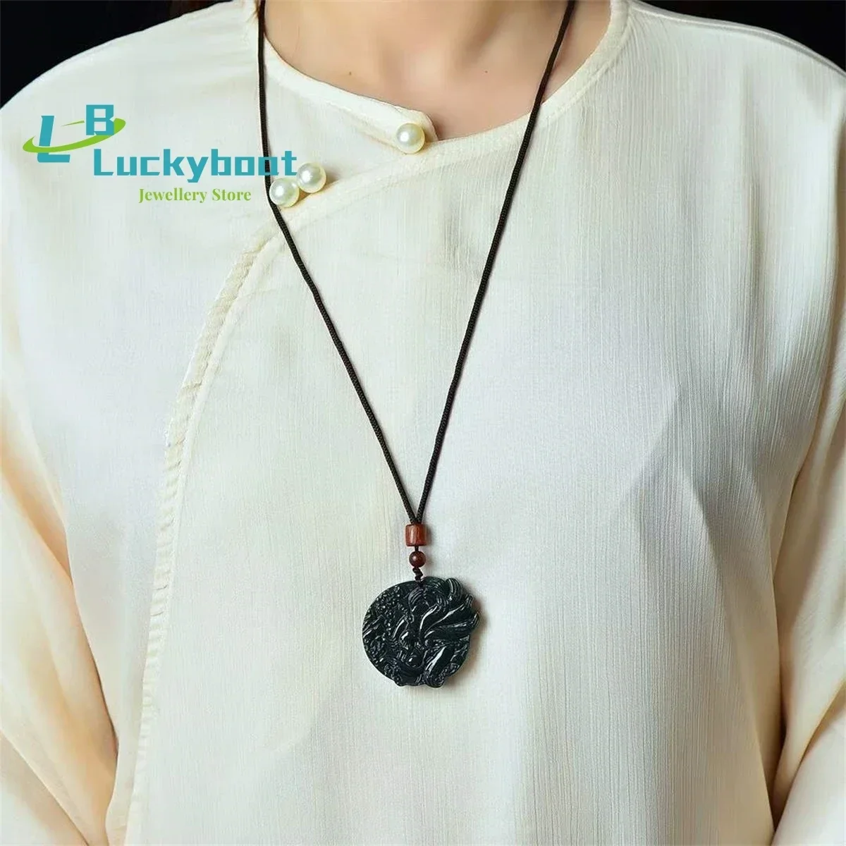 Natural Hotan Jade Nine Tailed Fox Pendant Simple and Generous Personality Versatile Fine and Fashionable Men and Women 6