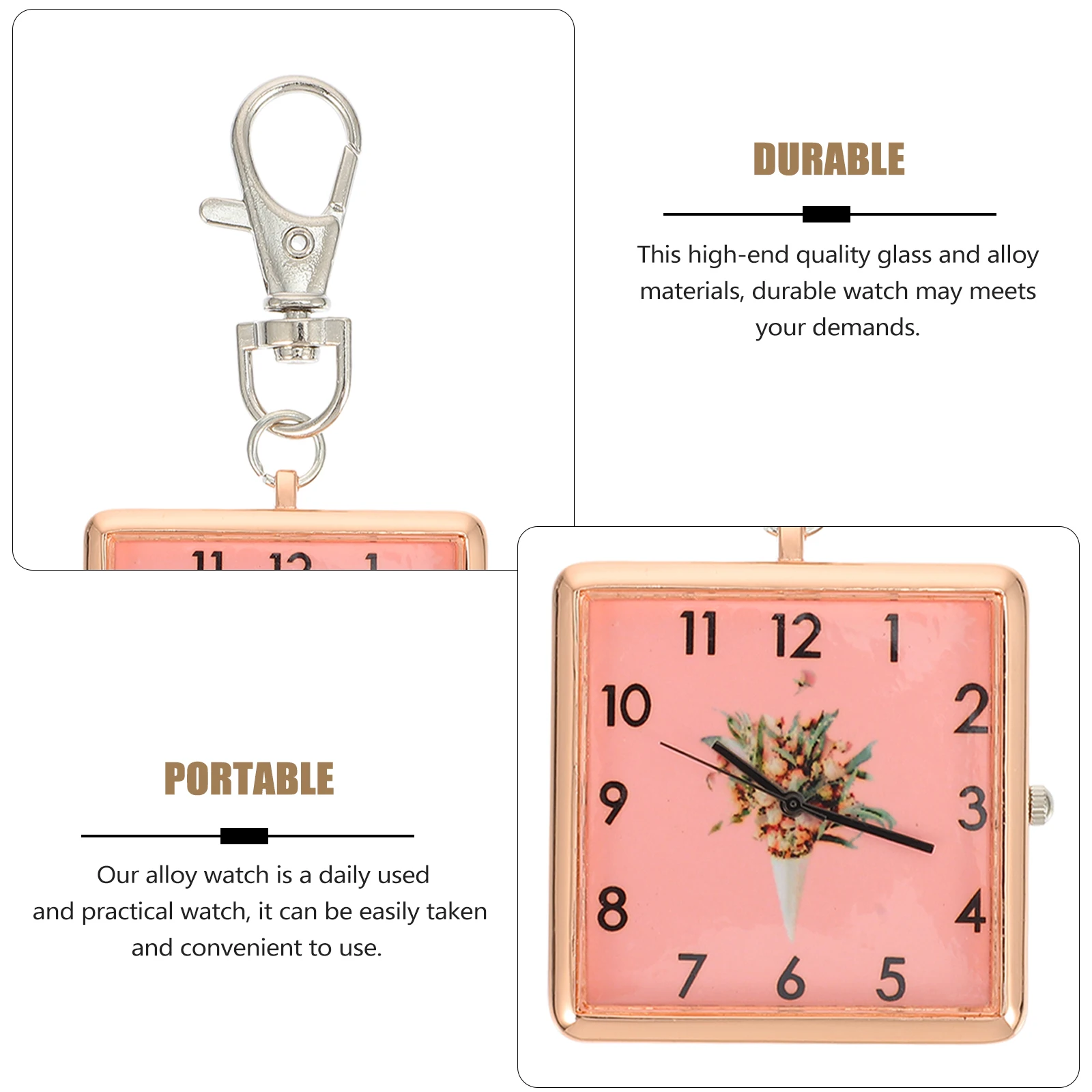 

Nurse Pocket Watch Quartz Key Chain Hanging Watches Ordinary Glass Mirror Student Vintage Precise Movement Hand Washing Small