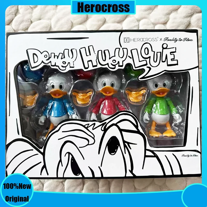 Original Herocross Hoopy DONALD DUCK Anime Figure Special Version Louie Huey Dewey Action Figure 9cm Kids Toys Doll Gift