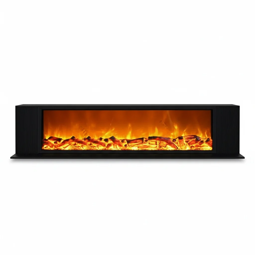 

Electric Fireplace Insert, 1800mm LED Built-In Fireplace, Remote Control Realistic Flame, Eco-Friendly, Luxury Interior Decor