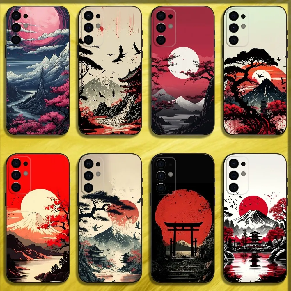 

Japanese Landscape Art Elements Phone Case For Samsung S25,S24,S21,S22,S23,S30,Ultra,S20,Plus,Fe,Lite,Note,10,9,5G Black Cover