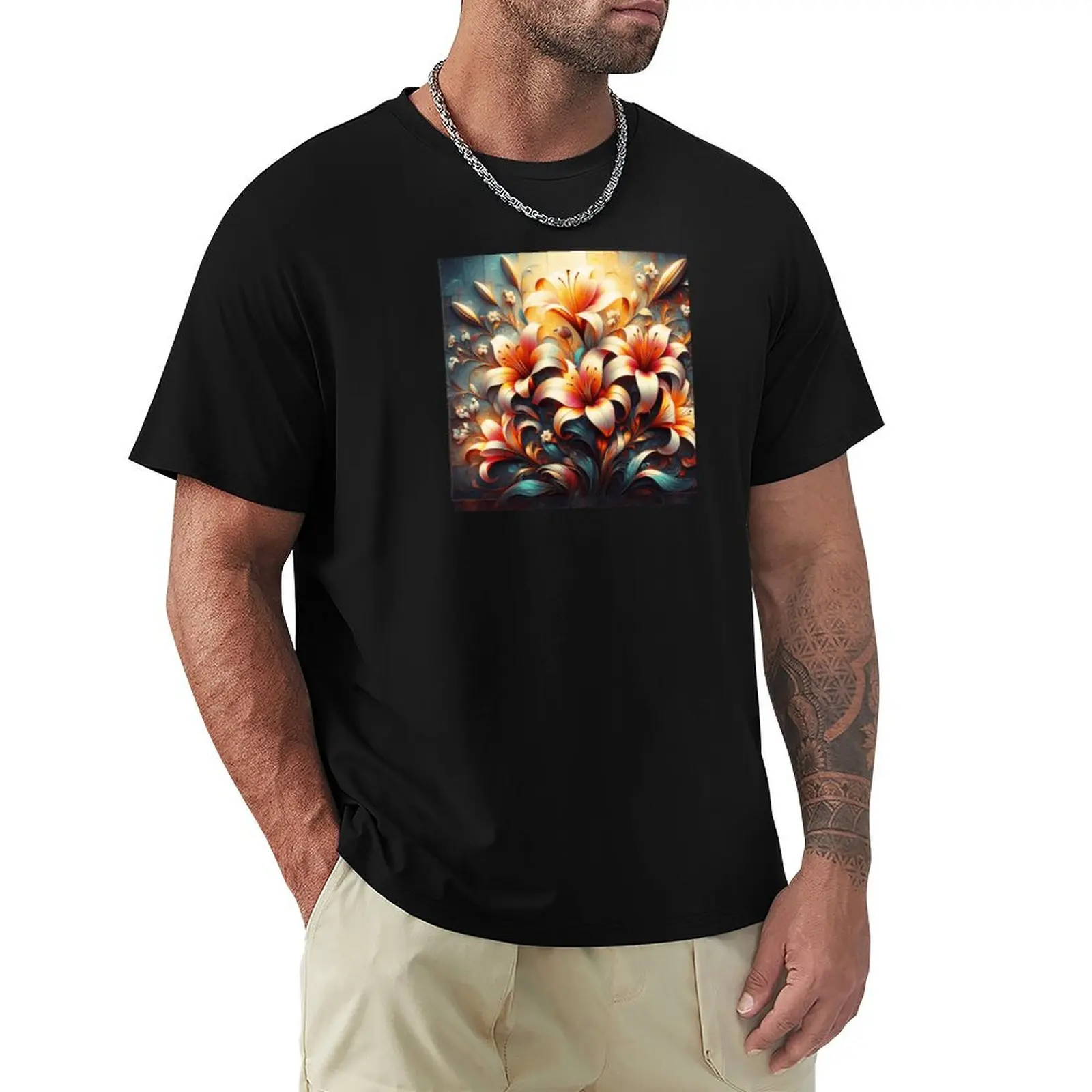Lilies T-Shirt Breathable Basic Cotton T-Shirt