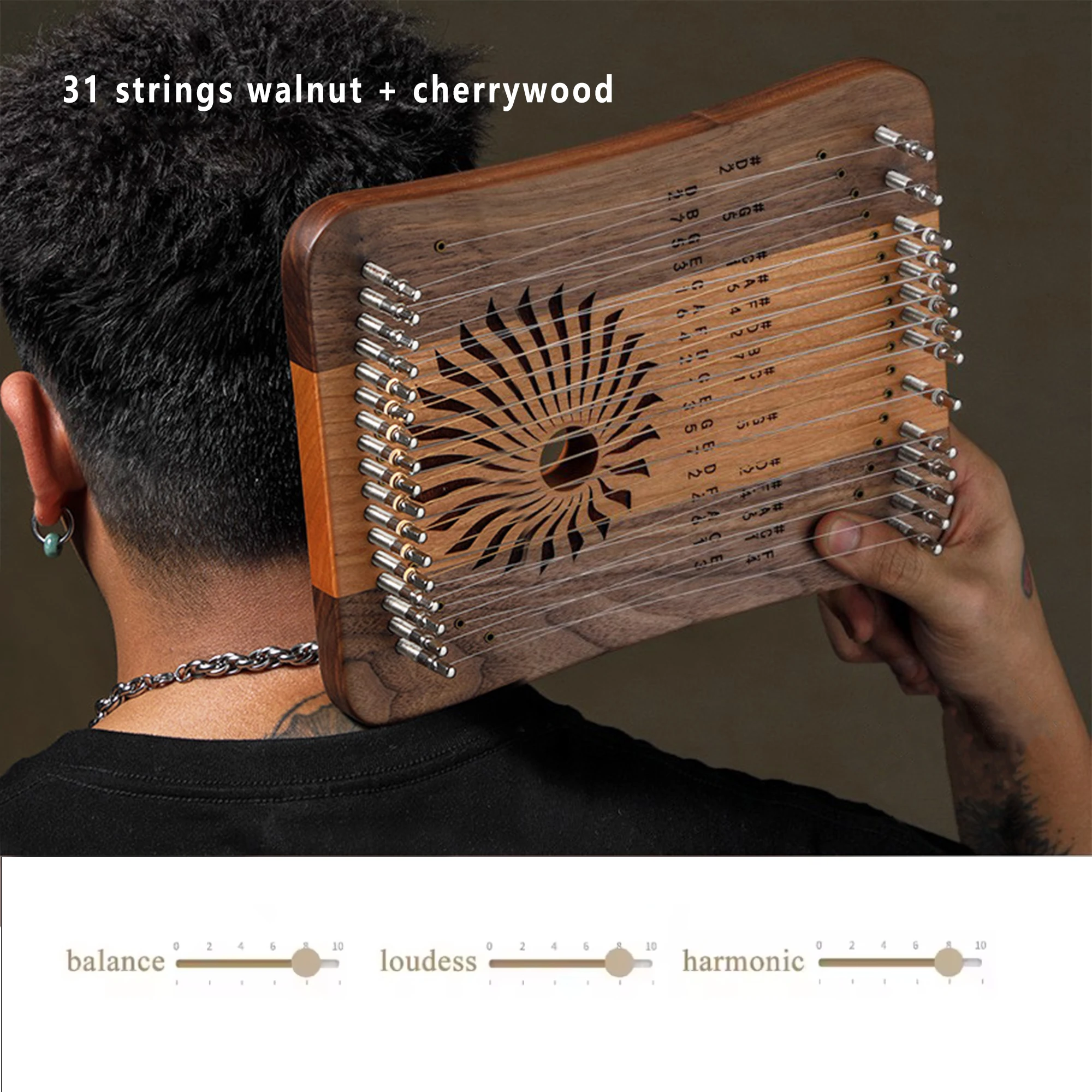 

31 Strings Mini Thumb Kalyre 17 Kalimba Strings Finger Harp Wood Creative Finger Lyre Beginner Musical Instrument