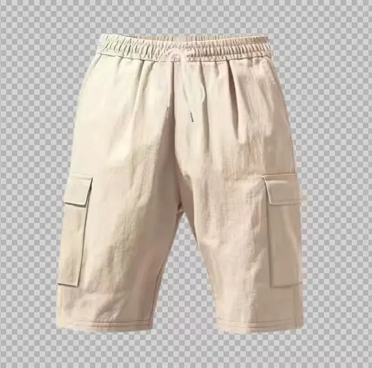

New Men Multi Pocket Cargo Shorts Elastic Waist Bandage Design Fashion Sports Casual Outdoor Loose Daily Wear Male Bottoms