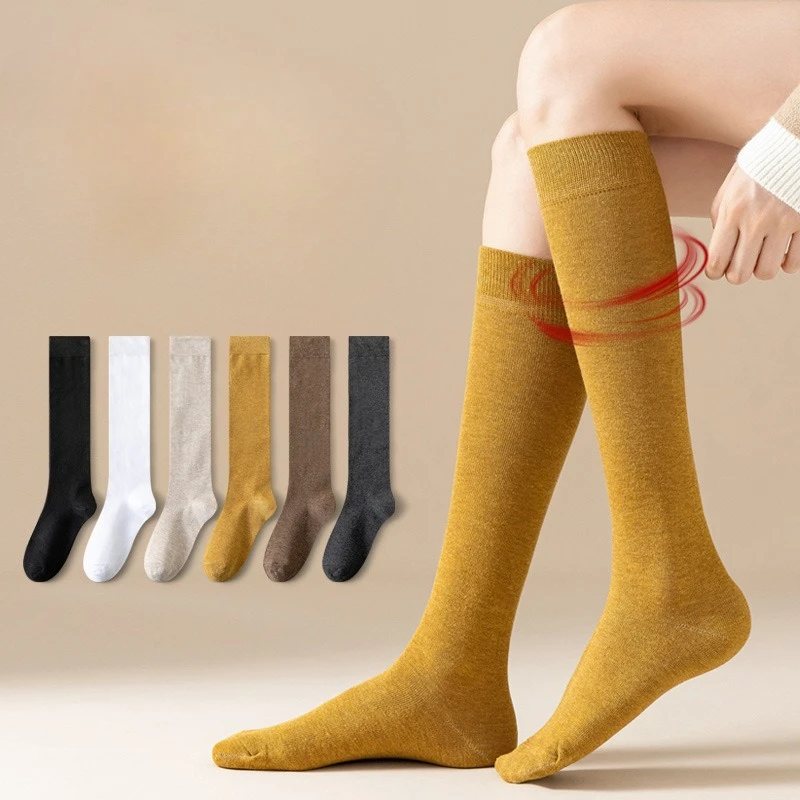 1/6 Pairs Women Stocks Solid Sweat-Absorbing Breathable Long Crew Socks Compression comfortable women Below knee Calf Socks