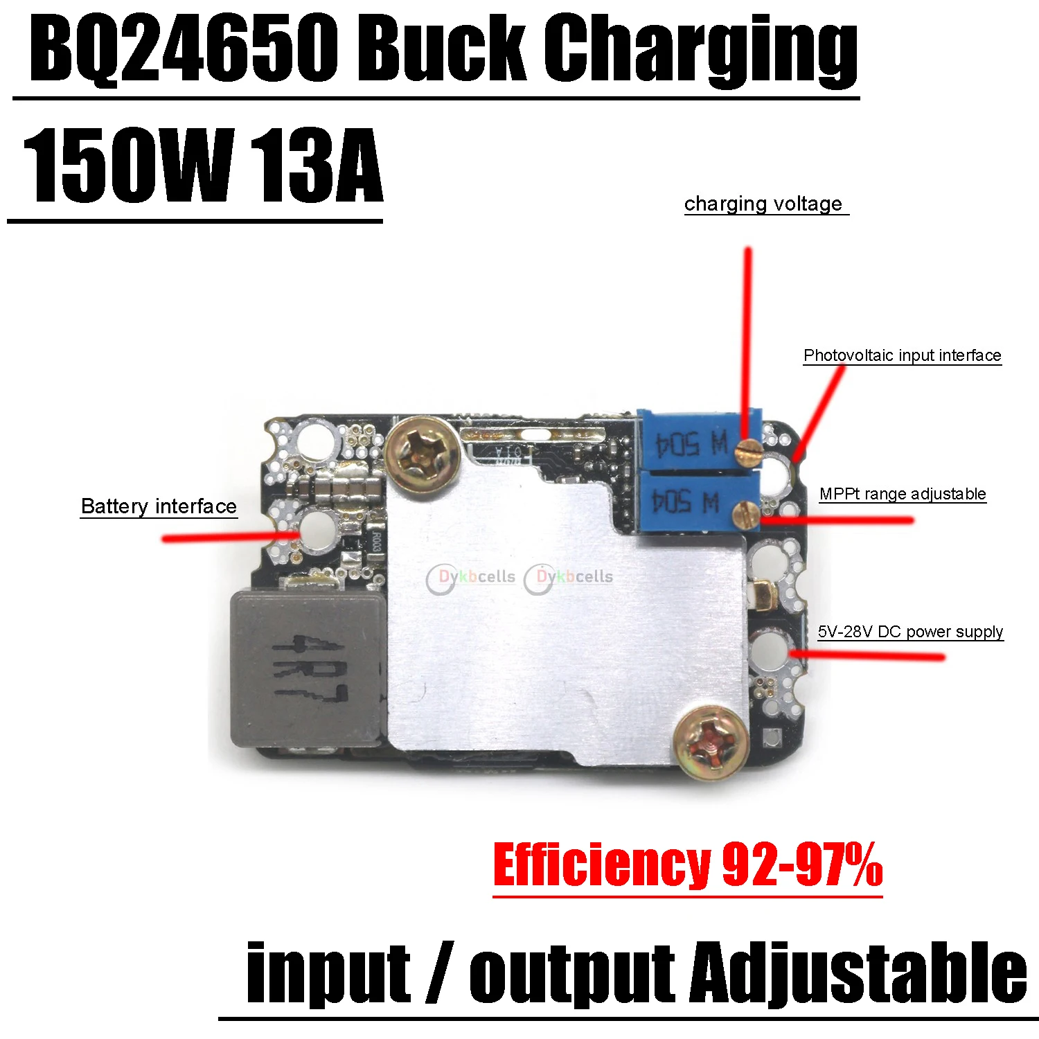 Módulo de Carregamento Solar Mppt Bq24650 Buck Carregador Chumbo-ácido Li-ion Lifepo4 Bateria de Lítio 1s 2s 3s 4s 12v 24v 150w 13a