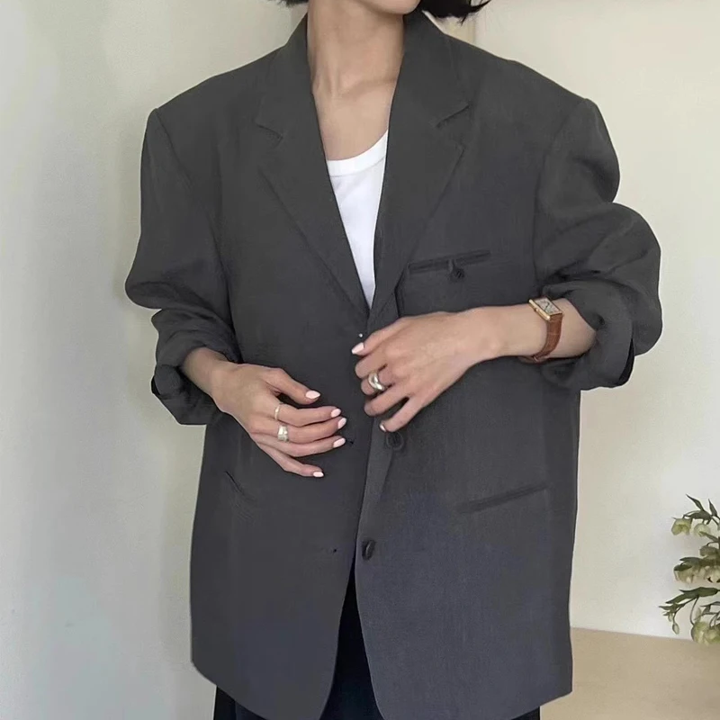 Linen suit jacket for women\'s spring/summer 2024 casual design cotton and linen small suit top