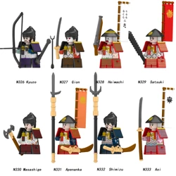 New Anime Figure Samurai Minifigure Katana Naginata Sword Bow Arrow Armor Model Building Blocks Kids Toys Gifts For Boys Girls