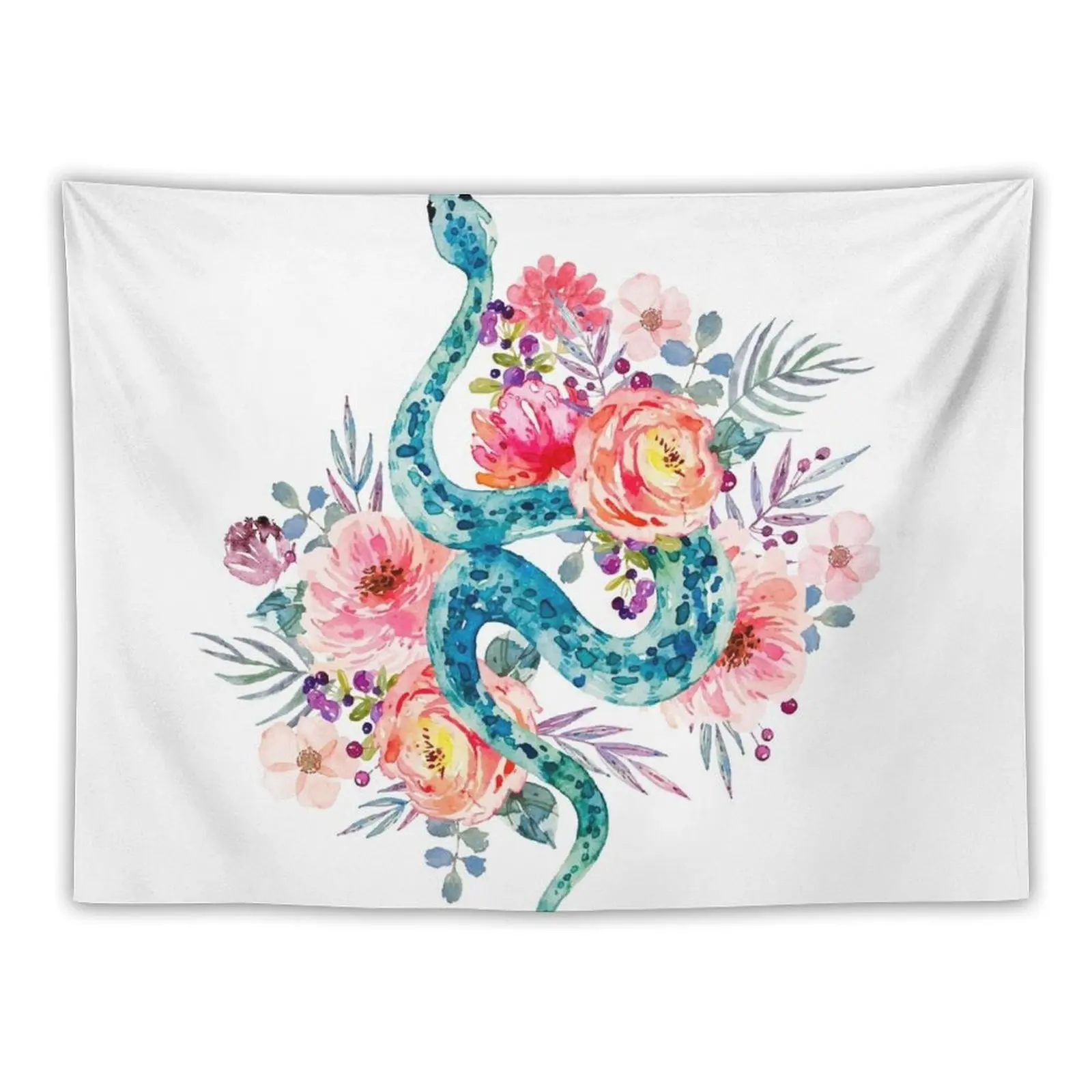 

Blue Watercolor Snake In The Flower Garden Tapestry Room Design Room Decor Tapestry