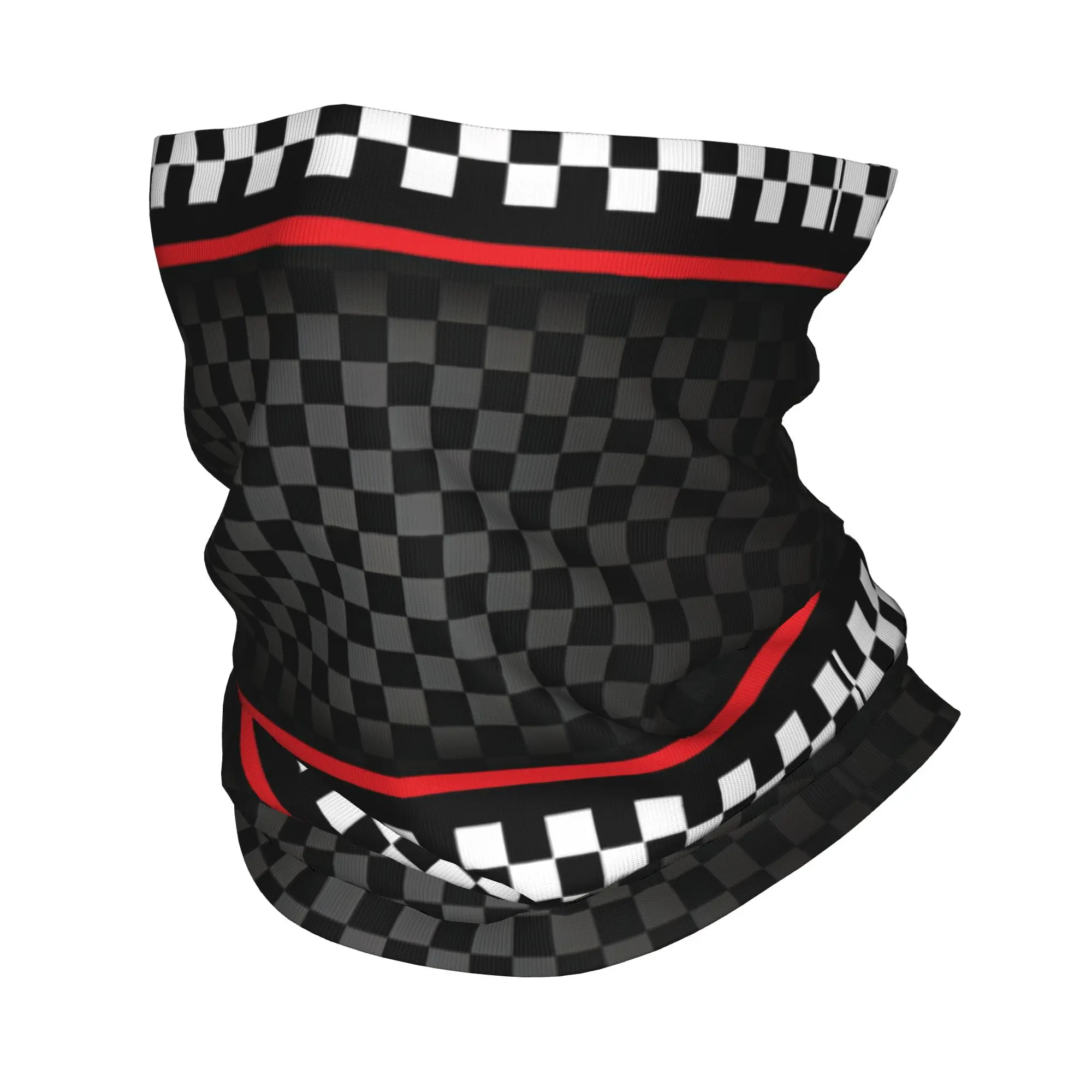 Custom Racing Checkered Motor Neck Gaiter Women Men Windproof Winter  Bandana Scarf for Cycling