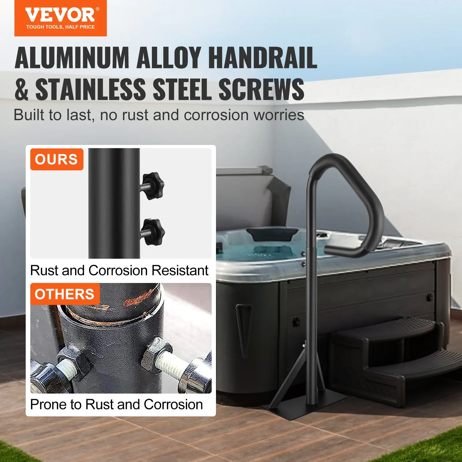 

Поручень для гидромассажной ванны, вращающийся на 360°, с регулируемой высотой, из нержавеющего алюминия, для спа-бассейнов и джакузи