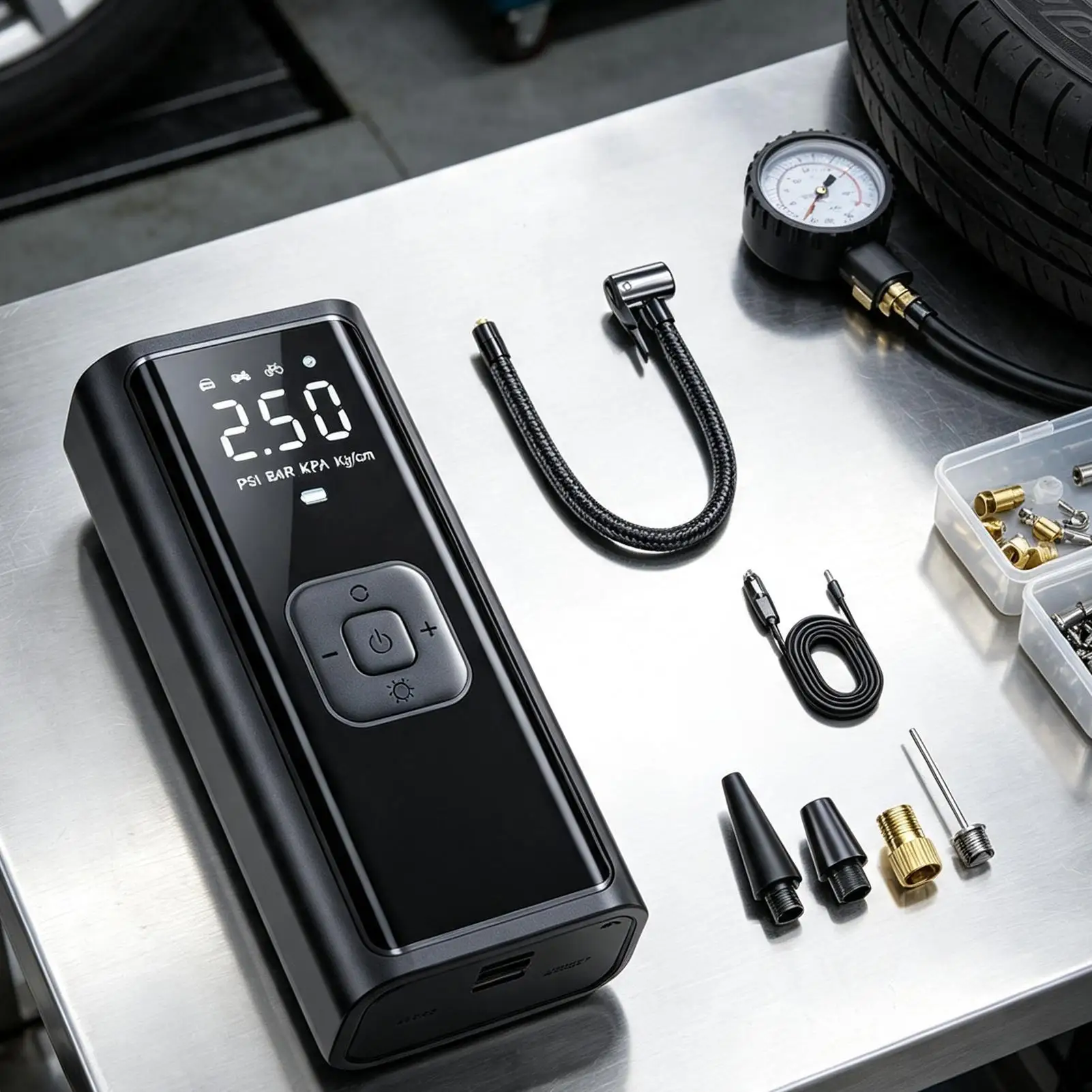 Car Tire Inflator With Digital Display Car Cigarette Lighters Powered Digital Display Air Pump Car Tire Pressure Inflator Tool ﻿