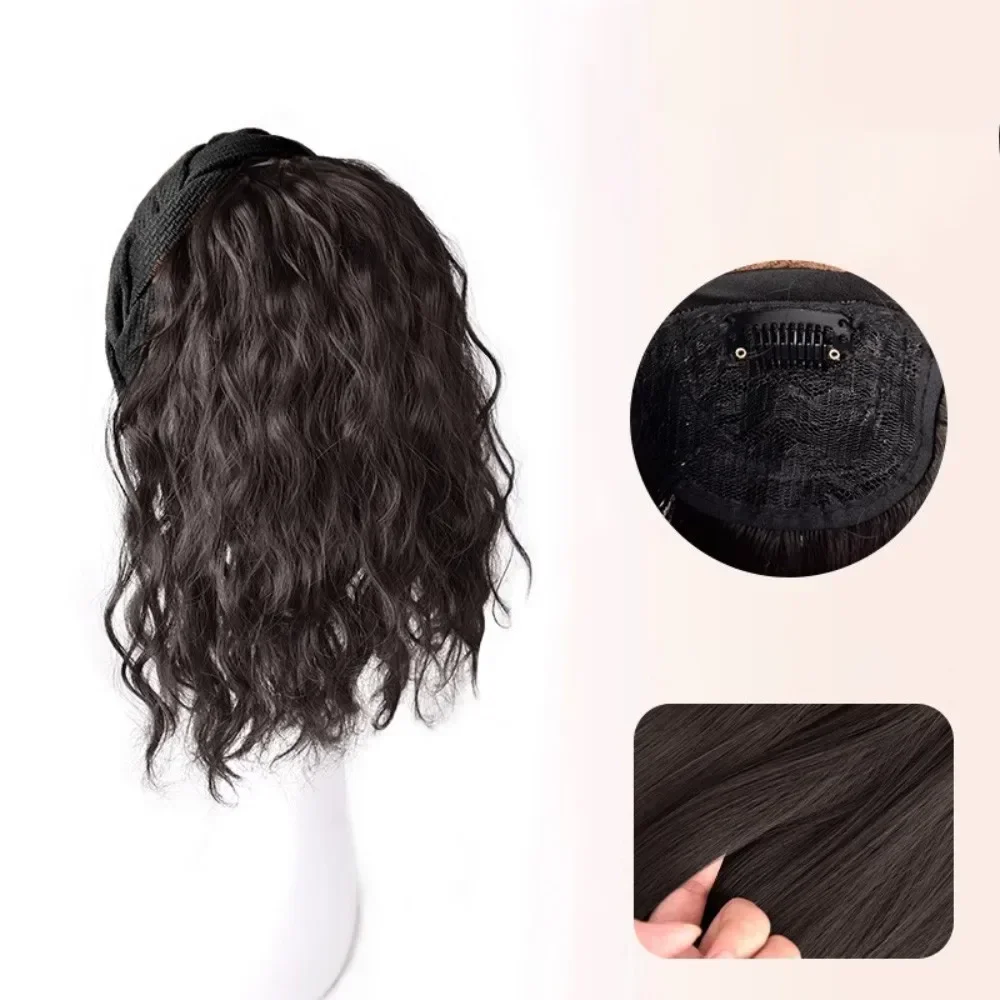 Twist Water Ripple Headband Synthetic Wig Back of The Head Half Cover Natural Fluffy Tracless Hair Extension