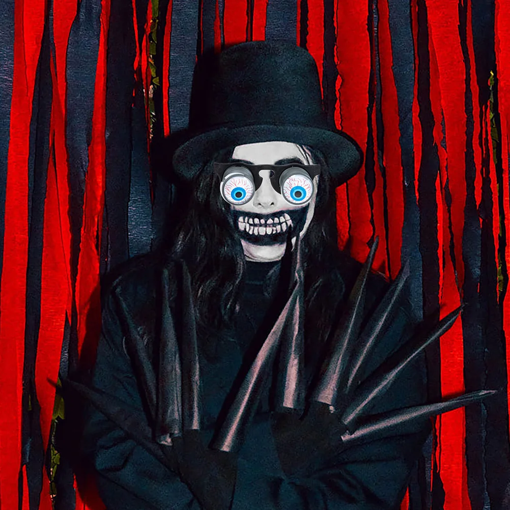 

2Pcs Premium Plastic Funny Glasses Halloween Eyeball Glass Masquerade Party Prop Scary Dance Accessories Funny Glasses