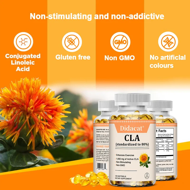 CLA Capsules 1000mg, 80% Active CLA, Support Weight Management, Promote Energy Metabolism, Enhance Exercise